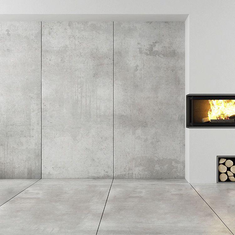 Gray Industrial Fireplace Living