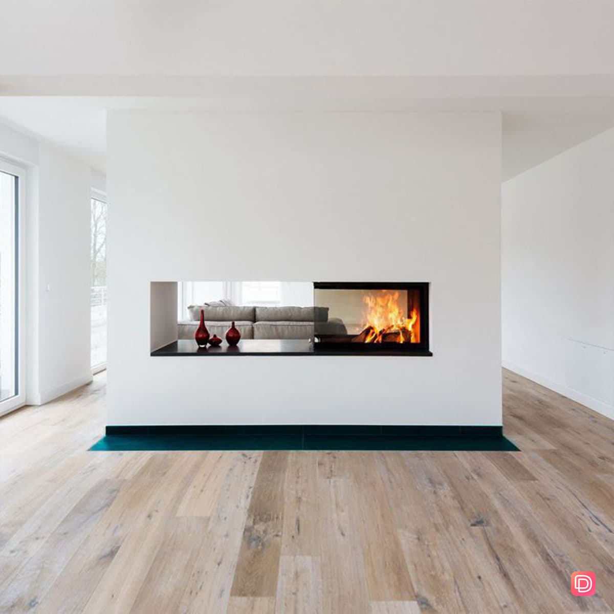 Winter Fireplace White Living