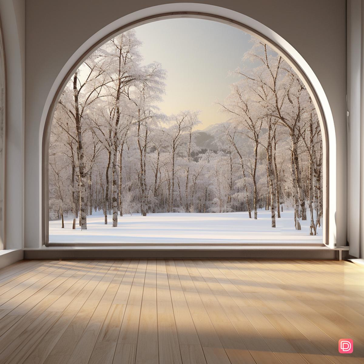 Arch Window Winter VIew